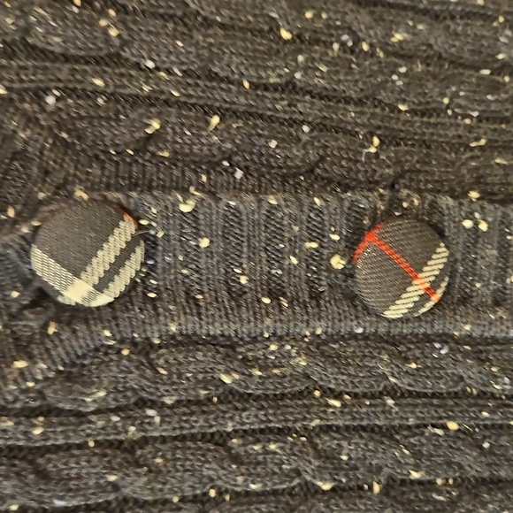 Vintage iDaisy sz. M Short Sleeve V Neck Sweater Cardigan w Plaid Buttons - Picture 2 of 6